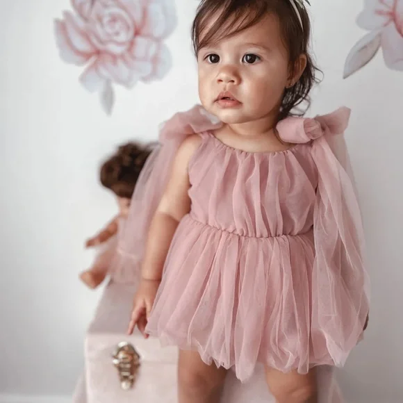 Adorable Pink Tulle Baby Dress - Picture 2 of 4